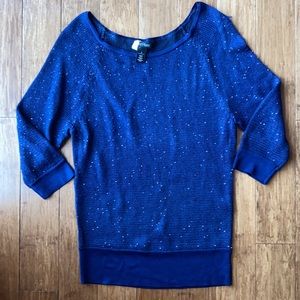 White House Black Market Navy Sequin Sweater